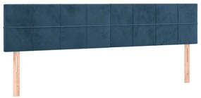 Cama box spring c/ colchão/LED 160x200 cm veludo azul-escuro