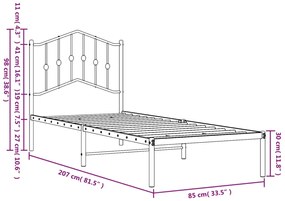 Estrutura de cama com cabeceira 80x200 cm metal branco