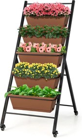 Caramanchão de madeira para jardim com 201 cm de altura e floreiras para plantas trepadeiras - Amarelo