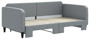 Sofá-cama com gavetão 90x190 cm tecido cinzento-claro