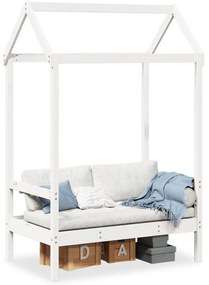 vidaXL Banco com telhado 117,5x70x176,5 cm pinho maciço branco