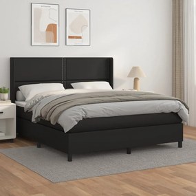 vidaXL Cama com molas/colchão 180x200 cm couro artificial preto