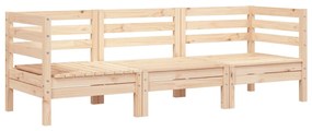 Sofá de 3 lugares para jardim madeira de pinho maciça