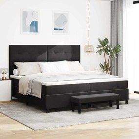 vidaXL Cama Box Spring com Colchão e Banco Preto 200x200 cm Veludo