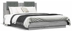 vidaXL Estrutura de cama c/ cabeceira derivados madeira cinza sonoma