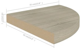 Prateleiras canto suspensas 4 pcs 35x35x3,8cm MDF cor carvalho