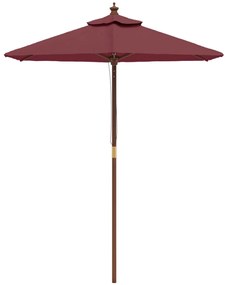 Guarda-sol de jardim com poste de madeira 196x231 cm bordô