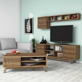 Conjunto de Mobiliário de Sala de Estar Inci – Nogueira – TV Unit: 160