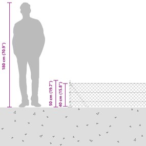 Cerca de Cadeia com 7 Postes com Flange 0,4x10 m Aço Galvanizado
