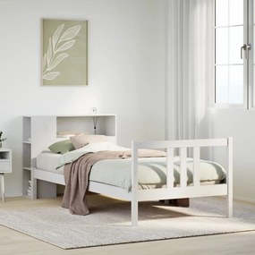 Cama com estante sem colchão 90x200 cm pinho maciço branco