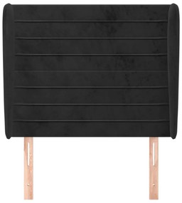 Cabeceira de cama c/ abas veludo 83x23x118/128 cm preto