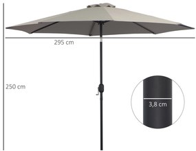 Chapéu de Sol de Jardim Ø295x250 cm com Manivela Chapéu de Sol Exterio