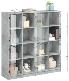 Estante c/ portas 136x37x142 cm derivados madeira cinza cimento