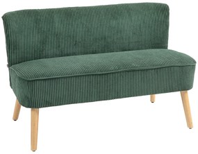 HOMCOM Sofá de 2 Lugares Estofado Madeira Poliéster com Aspecto de Veludo Espuma 117x56,5x77 cm Verde | Aosom Portugal