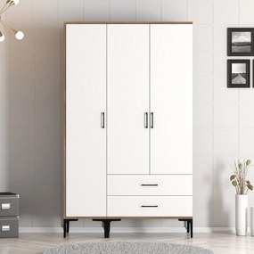 Roupeiro Kumsal ST – Nogueira e Branco – 120x47,5x201,4 cm