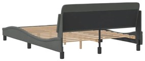 Estrutura de cama sem colchão 140x200 cm tecido cinzento-escuro