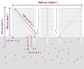 Cerca Hexagonal vidaXL Cinza 1x50 m Aço