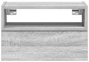 Mesa de cabeceira de parede 45x26x28,5 cm cinzento sonoma