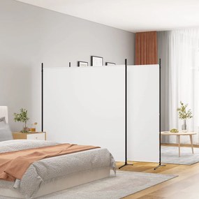 Biombo com 3 painéis 525x180 cm tecido branco