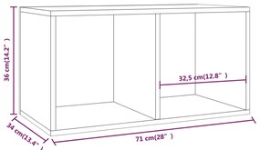 Caixa p/ discos de vinil 71x34x36 cm derivados de madeira preto
