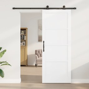 Porta Deslizante com Conjunto de Ferramentas Branca 83x211 cm de Madei