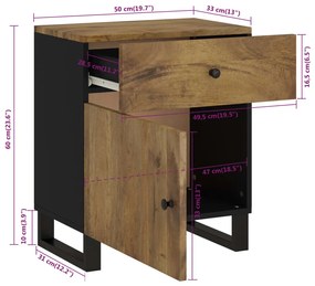 Mesa de cabeceira madeira de mangueira maciça/derivados madeira