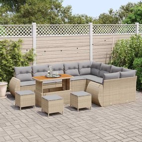 Conjunto de Sofás de Jardim vidaXL 13 Peças com Almofadas Bege Rattan