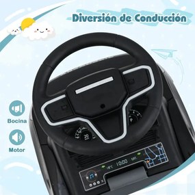 Andarilho para crianças forma de carro de 12 a 36 meses com buzina, sons e espaço para guardar Brinquedo para sentar e deslizar Preto