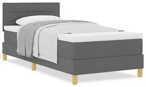 Cama Box Spring com Colchão Cinza Escuro 100x200 cm Tecido