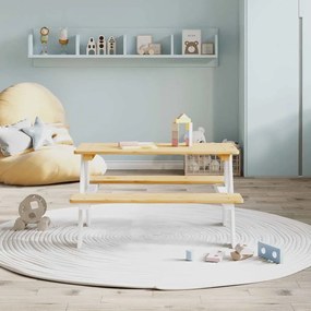 Mesa para crianças c/ bancos 90x79,5x50cm madeira maciça branco
