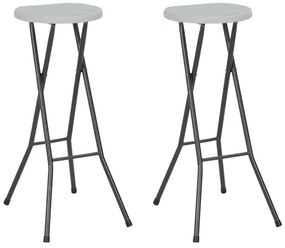 Bancos de bar dobráveis 2 pcs PEAD e aço branco