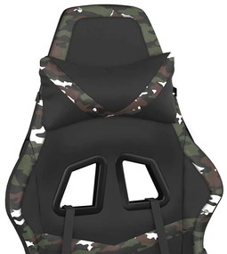 Cadeira gaming massagens apoio pés couro artif preto/camuflagem