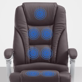 Cadeira de escritório Pacific com função de massagem em couro sintético castanho
