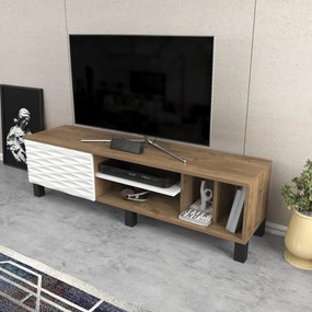 Móvel TV Olyo – Nogueira e Branco – 140 cm x 35 cm x 40,3 cm