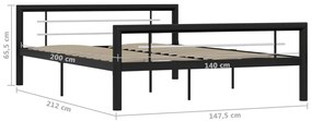 Estrutura de cama 140x200 cm metal preto e branco