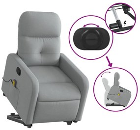 Poltrona reclinável massagens tecido cinzento-claro