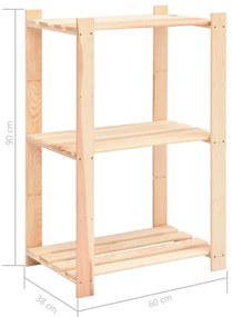 10 unidades arrumação 3 prateleiras 60x38x90cm pinho 150 kg