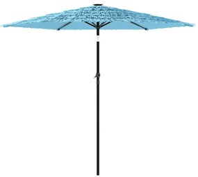 Guarda-sol de jardim com poste de aço 223x223x213 cm azul