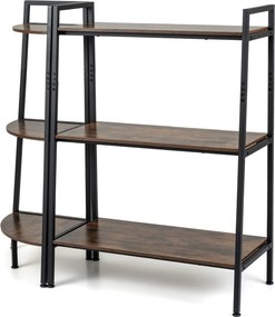 Conjunto de 2 Estantes de Arrumação Retangular e de Canto, 80 x 40 x 111 cm, Estrutura Metálica Resistente, castanho
