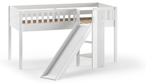 Conjunto cama Infantil SCOTT + escorrega + cortina de brincar SPRING + Túnel + 3 bolsos de arrumação Branca