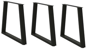 Mesa de jantar pernas 3 pcs forma de V 80x(72-73,3)cm aço preto