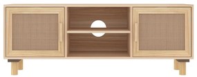 Móvel de TV 105x30x40 cm pinho maciço/vime natural castanho
