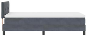 Cama Box Spring vidaXL com Colchão e LED Cinza Escuro 90x200 cm Veludo