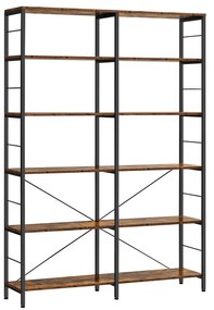 Estante prática para livros com várias prateleiras | VASAGLE | 120 x 30 x 172,5 cm | preto|retro | LLS114B01.