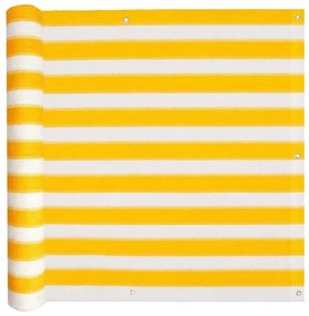 vidaXL Tela de varanda PEAD 75x400 cm amarelo e branco