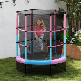 Trampolim para crianças 191 cm com rede de segurança e almofada para molas recreativas Estrutura em aço multicolorida