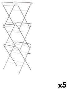 Estendal de Roupa Dobrável Branco Prateado 47 x 41 x 136 cm Vertical (5 Unidades)