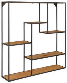 442762 House Nordic Prateleira de parede Avery 85x18x85 cm carvalho e preto
