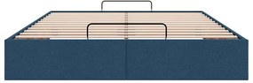 Estrutura de cama otomana sem colchão 140x190 cm tecido azul