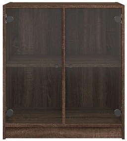 Armário de apoio c/ portas vidro 68x37x75,5cm carvalho castanho